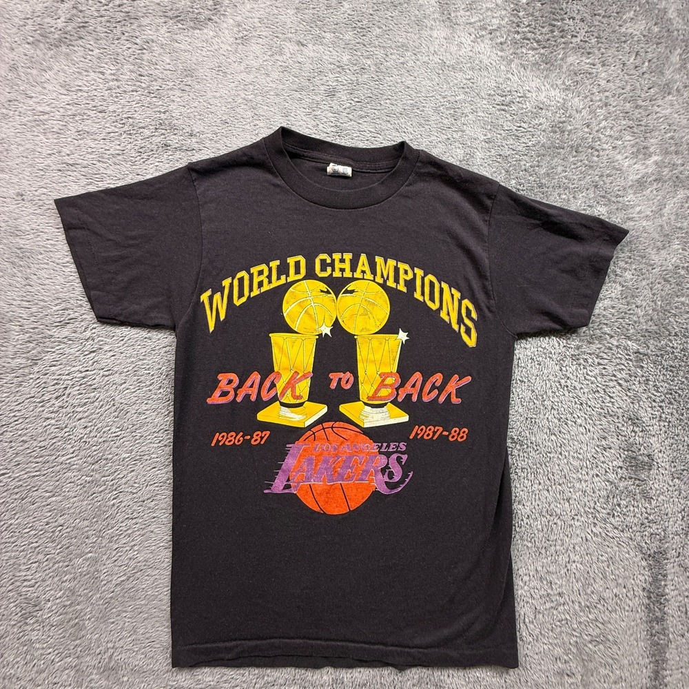 Vintage 80s Los Angeles Lakers Champion Shirt Back to Back Show Time Mens S